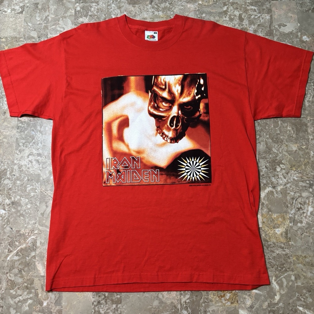Vintage Iron Maiden Shirt Mens XL Red Dance Of Death World Tour 2003 Euro Skull - Picture 2 of 11